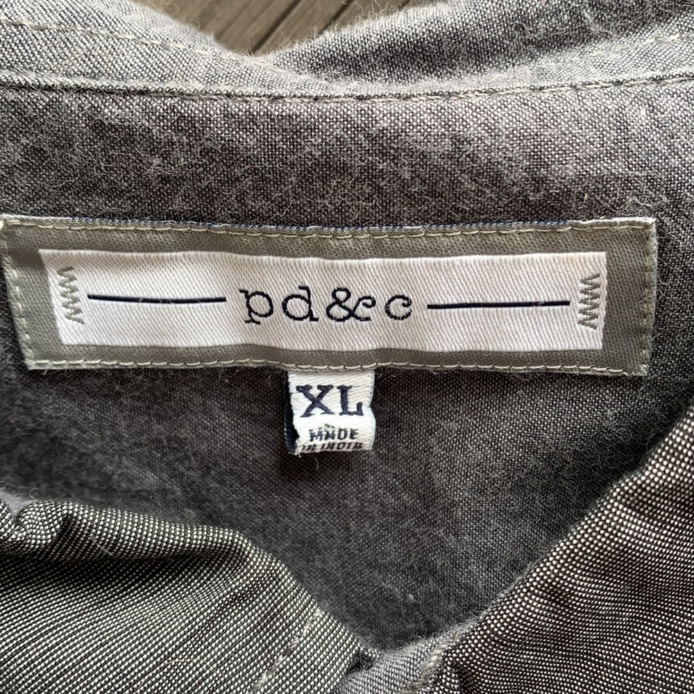 Pd & C Solid Grey Button Down Cotton Blend Shirt - image 3
